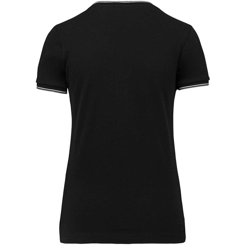 Dámske tričko(Kariban"LADIES' PIQUÉ KNIT V-NEK T-SHIRT")>čierna / šedá (light) / biela>XS