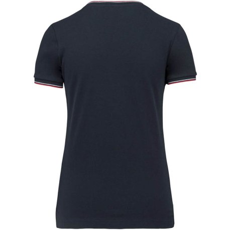 Dámske tričko(Kariban"LADIES' PIQUÉ KNIT V-NEK T-SHIRT")>modrá(navy)/červená/biela>2XL