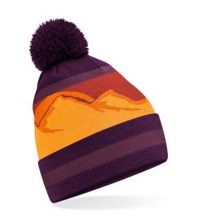 Unisex čiapka (Beechfield Mountain Peaks Pom Pom Beanie)>fialová / oranžová (desert peaks)