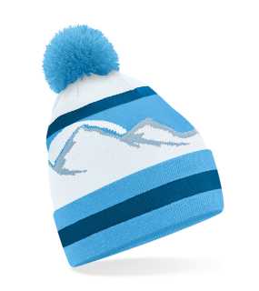 Unisex čiapka (Beechfield Mountain Peaks Pom Pom Beanie)>tyrkysová / modrá (glacier peaks)
