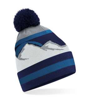 Unisex čiapka (Beechfield Mountain Peaks Pom Pom Beanie) > modrá / sivá (rocky peaks)