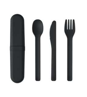 Sada príborov v obale z PLA > čierna