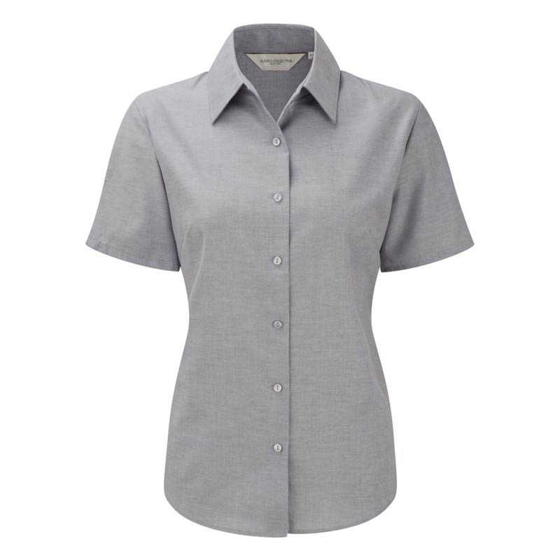 Dámska košeľa(Short Sleeve Easy Care Oxford RUSSELL) > strieborná > M