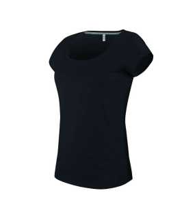 Dámske tričko (KARIBAN LADIES’S BOAT NECK SHORT SLEEVE T-SHIRT) > čierna > M