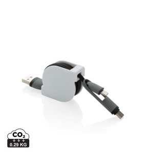 Zvinovací nabíjací kábel 3 v 1 > čierna