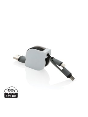 Zvinovací nabíjací kábel 3 v 1 > čierna