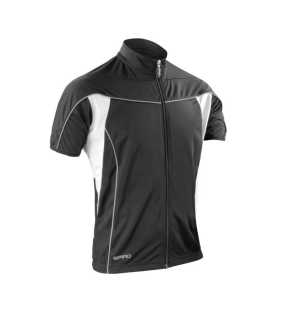 Pánske tričko (SPIRO MENS BIKEWEAR FULL ZIP PERFORMANCE TOP) > čierna / biela > M