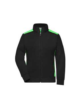 Dámska pracovná mikina(JN Ladies Workwear Sweat Jacket-Level 2)>čierna / zelená (lime)>L