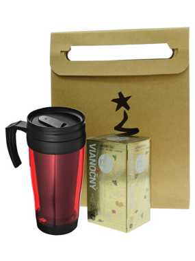 Vianočná darčeková taška s porciovaným čajom a temohrnčekom pre zamestnancov