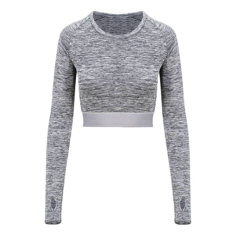 Dámske tričko (Just Cool WOMEN'S LONG SLEEVE CROP T) > šedá (melange) > L