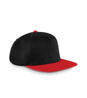 Unisex šiltovka (Beechfield Original Flat Peak Snapback Cap) > čierna / červená (classic)