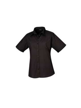 Dámska košeľa (PREMIER LADIES’ SHORT SLEEVE POPLIN BLOUSE) > čierna > XS