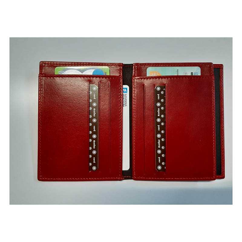 Hrubšie kožené puzdro na karty a doklady > červená