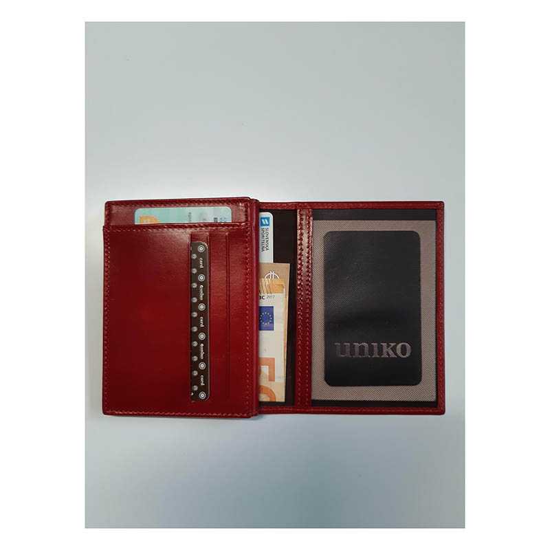 Hrubšie kožené puzdro na karty a doklady > červená