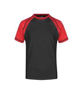 Pánske tričko (JN Men's Raglan-T) > čierna / červená > M