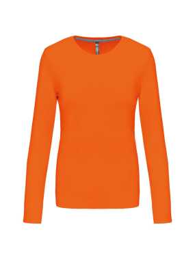 Dámske tričko (Kariban Ladies Long Sleeve Round Neck T-Shirt) > oranžová > L