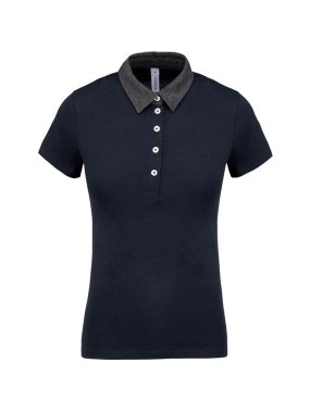 Dámska polokošeľa(Kariban"LADIES' TWO-TONE JERSEY POLO")>modrá(navy)/šedá(dark heather)>XS