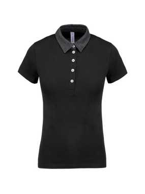 Dámska polokošeľa(Kariban"LADIES' TWO-TONE JERSEY POLO")>čierna/šedá(dark heather)>M