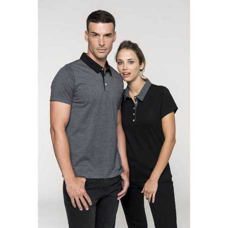Dámska polokošeľa(Kariban"LADIES' TWO-TONE JERSEY POLO")>čierna/šedá(dark heather)>M