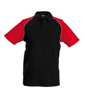 Unisex polokošeľa (KARIBAN POLO BASEBALL) > čierna / červená > M