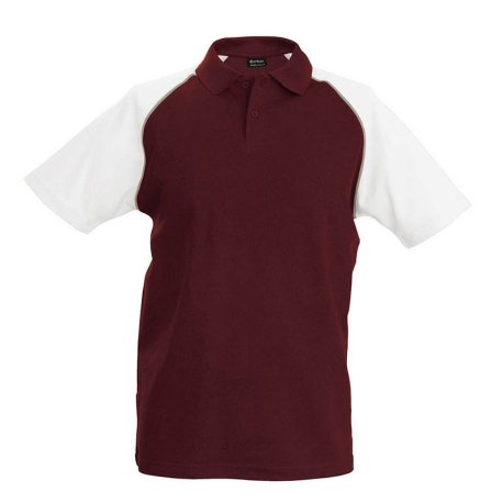 Unisex polokošeľa (KARIBAN POLO BASEBALL) > červená (bordeaux) / biela > S