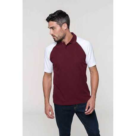 Unisex polokošeľa (KARIBAN POLO BASEBALL) > červená (bordeaux) / biela > S