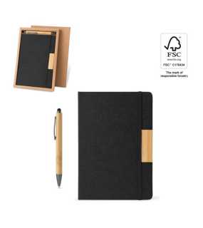 Sada zápisník A5 a bambusové pero > čierna