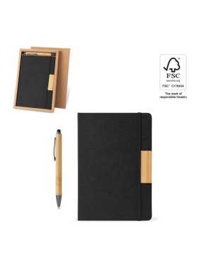 Sada zápisník A5 a bambusové pero > čierna