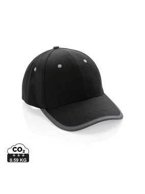 6 dielna kontrastná šiltovka Impact z 280g rec. Bavlny > čierna