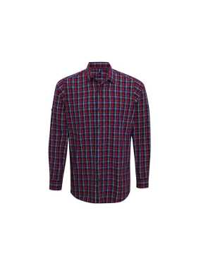 Pánska košeľa(PREMIER "SIDEHILL" CHECK - MENS COTTON LS SHIRT)>modrá(navy)/červená>S