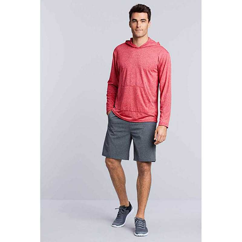 Unisex tričko (Gildan"PERFORMANCE ADULT HOODED T-SHIRT")>červená (heather sport)>XL