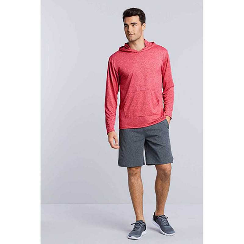Unisex tričko (Gildan"PERFORMANCE ADULT HOODED T-SHIRT")>červená (heather sport)>XL