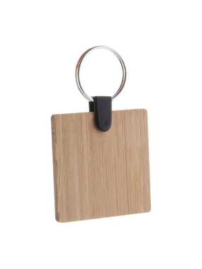 Štvorcový prívesok na kľúče z bambusu > prírodná > C