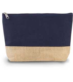 Kozmetická taška (KIMOOD CANVAS & JUTE POUCH) > modrá (navy) / biela (natural)