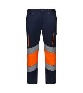 Pánske nohavice (VELILLA HV Two-tone stretch trousers RS)>modrá (navy)/oranžová (hi-vis)>S