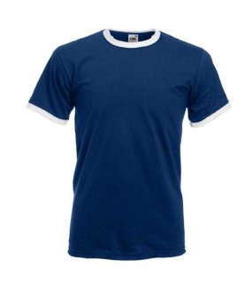 Pánske tričko (FRUIT OF THE LOOM Ringer T) > modrá (navy) / biela > L