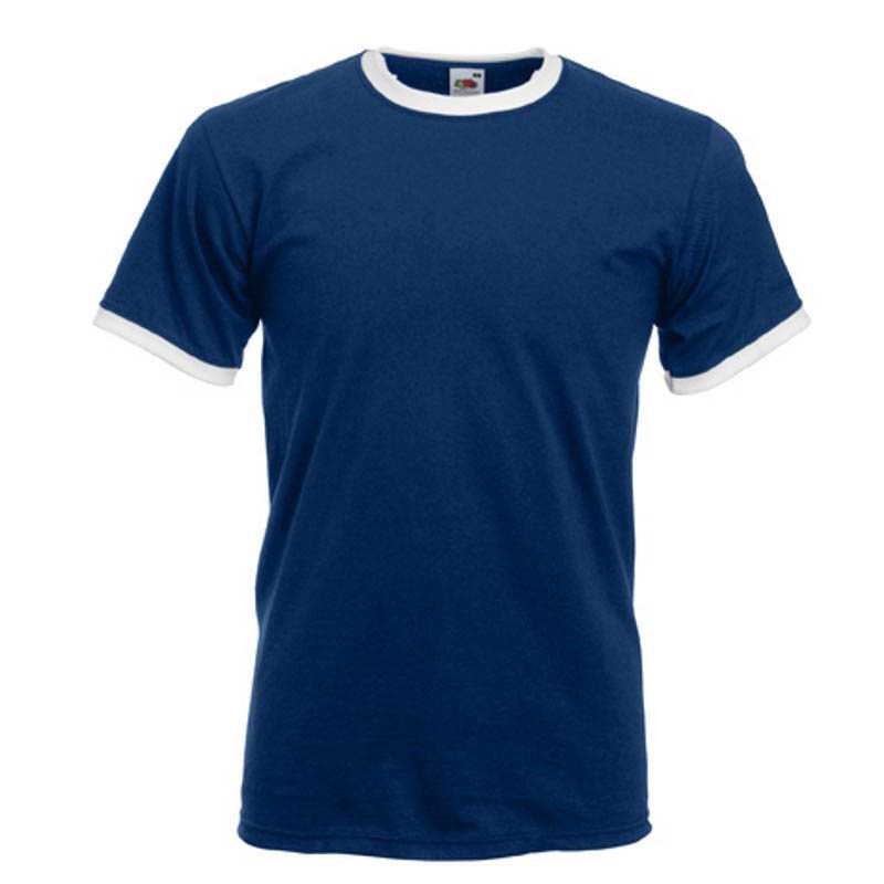 Pánske tričko (FRUIT OF THE LOOM Ringer T) > modrá (navy) / biela > L