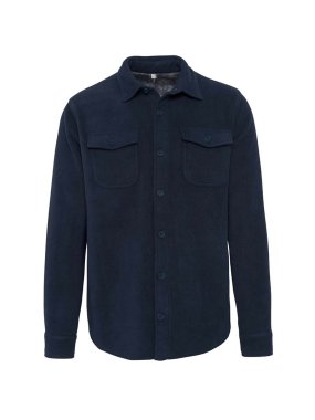 Pánska košeľa (Kariban SHERPA-LINED FLEECE OVERSHIRT) > modrá (navy) / šedá (storm) > L