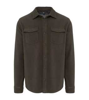 Pánska košeľa (Kariban SHERPA-LINED FLEECE OVERSHIRT) > khaki (dark) / šedá (storm) > L