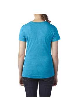 Dámske tričko(ANVIL WOMEN'S TRI-BLEND TEE) > modrá (caribbean heather) > S
