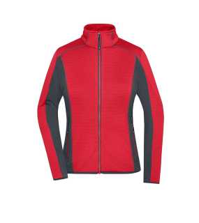 Dámska mikina (JAMES NICHOLSON Ladies Structure Fleece Jacket)>červená / šedá (carbon)>M