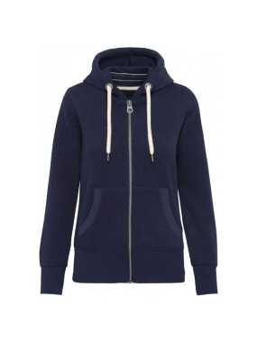 Dámska mikina (KARIBAN LADIES' VINTAGE ZIPPED HOODED SWEATSHIRT)>modrá (vintage navy)>S