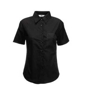 Dámska košeľa (FRUIT OF THE LOOM Lady-Fit Short Sleeve Poplin Shirt) > čierna > XL