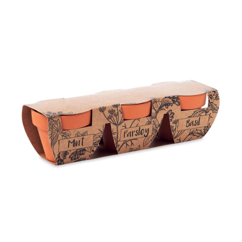Terakotová sada 3 byliniek > hnedá (wood)