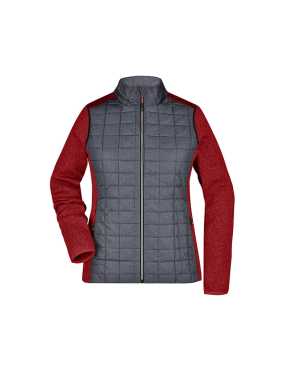 Dámska bunda (JN Ladies Knitted Hybrid Jacket)>červená (melange) / šedá (anthracite)>M