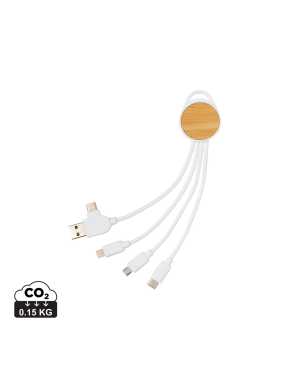 Vreckový nabíjací kábel 6 v 1 Ontario z RCS recykl. plastu > biela