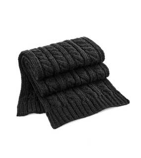 Unisex šál (Beechfield Cable Knit Melange Scarf) > čierna > 168X27 CM