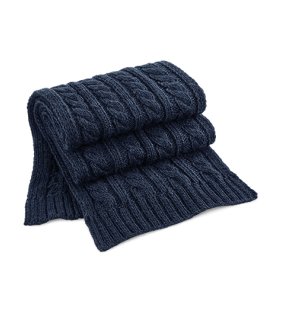 Unisex šál (Beechfield Cable Knit Melange Scarf) > modrá (navy) > 168X27 CM