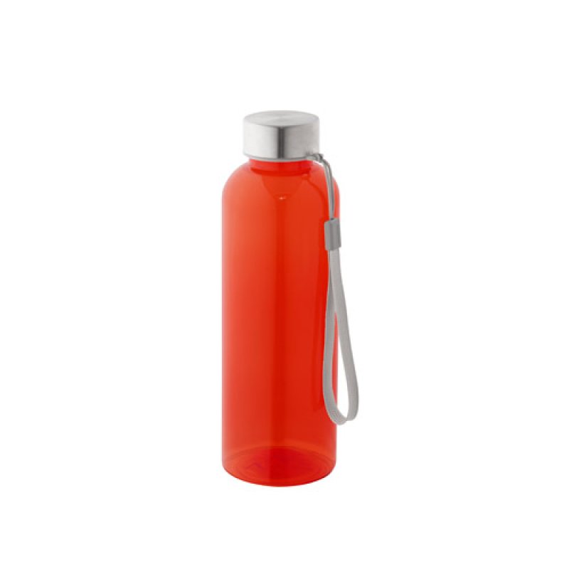 Recyklovaného PET (100% rPET) fľaša s lesklým priesvitným povrchom 600 ml > červená