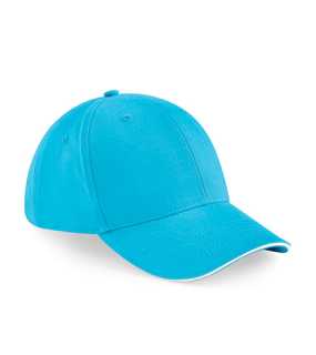 6 panelová-unisex šiltovka (Beechfield Athleisure 6 Panel Cap) > tyrkysová (surf) / biela